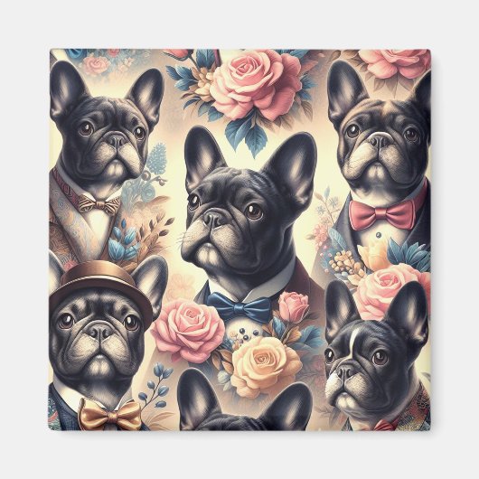 Schattige Frans Bulldog schilderij Magneet (Voorkant)
