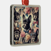 Schattige  Frans Bulldog schilderij Metalen Ornament (Rechts)