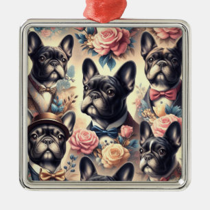Schattige  Frans Bulldog schilderij Metalen Ornament
