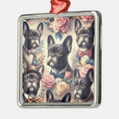 Schattige  Frans Bulldog schilderij Metalen Ornament (Links)