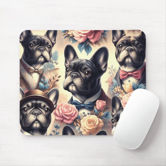 Schattige  Frans Bulldog schilderij Muismat (Met muis)