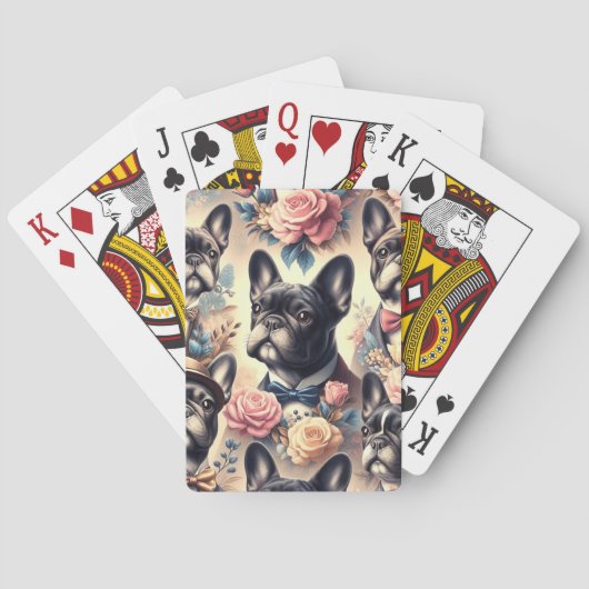Schattige Frans Bulldog schilderij Pokerkaarten (Achterkant)