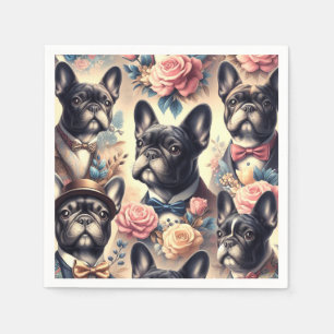 Schattige  Frans Bulldog schilderij Servet