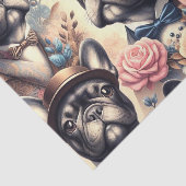 Schattige  Frans Bulldog schilderij Tissuepapier (Detail)