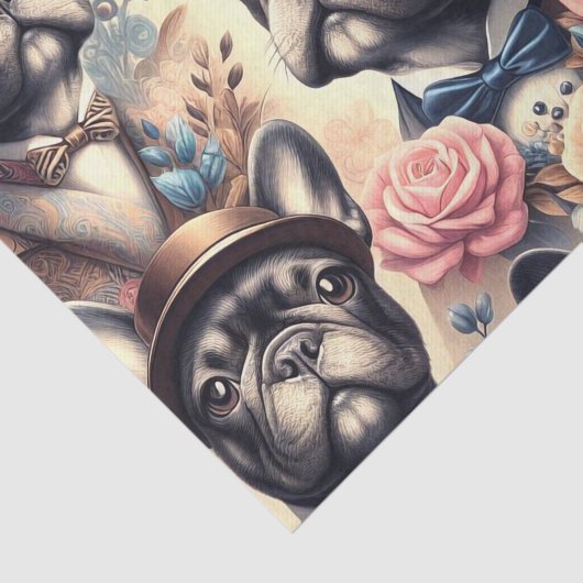 Schattige  Frans Bulldog schilderij Tissuepapier (Detail)