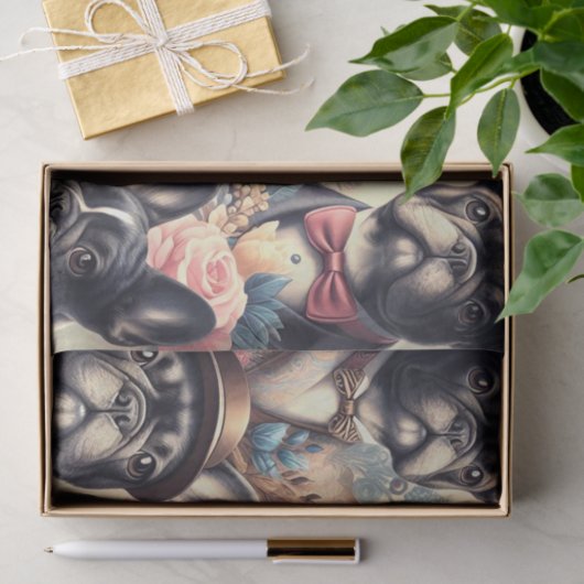 Schattige  Frans Bulldog schilderij Tissuepapier (Geschenk)