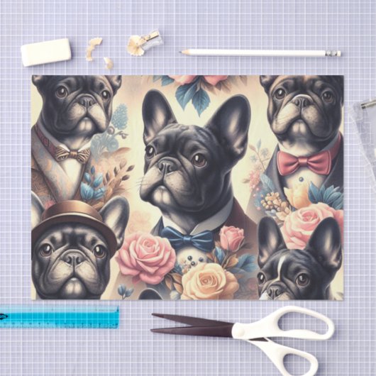 Schattige  Frans Bulldog schilderij Tissuepapier (Craft)