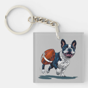 Schattige Frans Bulldog Spelen Football Sleutelhanger