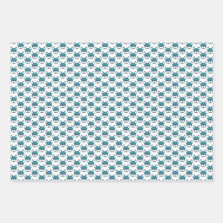 Schattige Frans Bulldogs Portretontwerp Blauwgroen Inpakpapier Vel