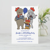 Schattige Frans Cartoon Dieren Custom Verjaardagsf Kaart (Staand voorkant)