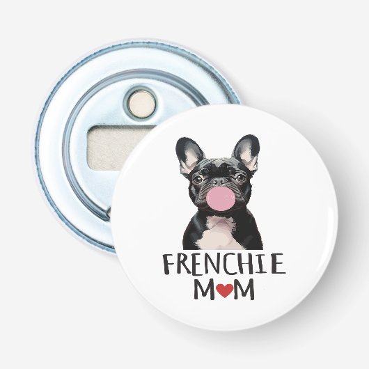 Schattige Franse buldog Button Flesopener (Voorkant)