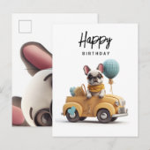 Schattige Franse buldog in vintage auto Briefkaart (Voorkant / Achterkant)