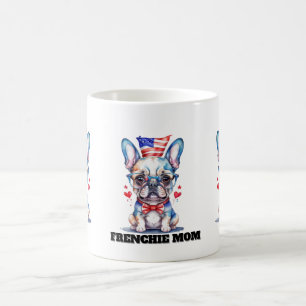Schattige Franse Bulldog Amerikaanse Vlag met Hart Koffiemok