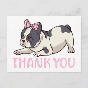 Schattige Franse Bulldog Bedankt Franse Pup Honden Briefkaart
