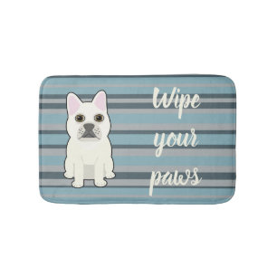 Schattige Franse Bulldog Blauw Gestreepte Badmat