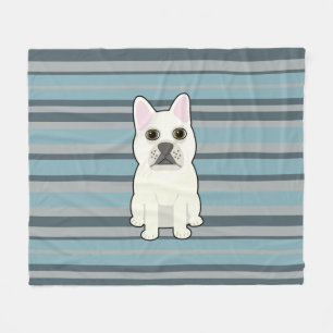 Schattige Franse Bulldog Blauw Gestreepte Fleece Deken