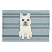 Schattige Franse Bulldog Blauw Gestreepte Kussensloop (Achterkant)