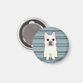 Schattige Franse Bulldog Blauw Gestreepte Magneet (Voorkant / Achterkant)