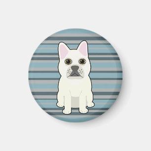Schattige Franse Bulldog Blauw Gestreepte Magneet