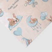 Schattige Franse Bulldog Blauwe Babyblauwe Verjaar Tissuepapier (Detail)