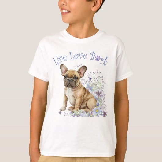 Schattige Franse Bulldog Bloem T-shirt (Voorkant)