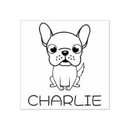 Schattige Franse Bulldog Cartoon Houten Kunst Rubberstempel