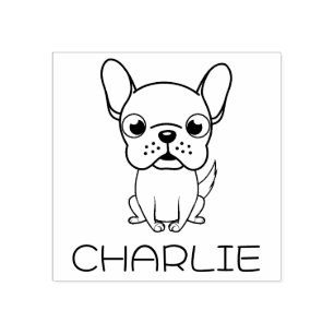 Schattige Franse Bulldog Cartoon Houten Kunst Rubberstempel