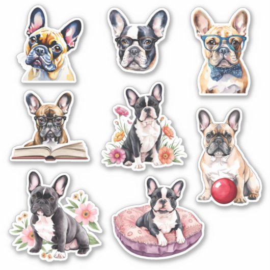 Schattige Franse Bulldog Collectie Sticker (Voorkant)