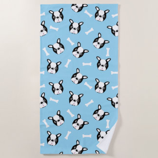 Schattige Franse Bulldog en Bot Patroon Strandlaken