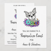 *~ Schattige Franse Bulldog Evenement Uitnodiging (Voorkant / Achterkant)