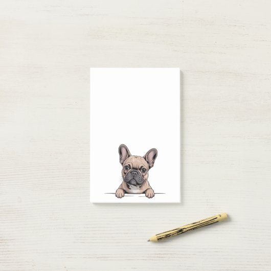Schattige Franse Bulldog Frenchie Post-it® Notes (Op bureau)
