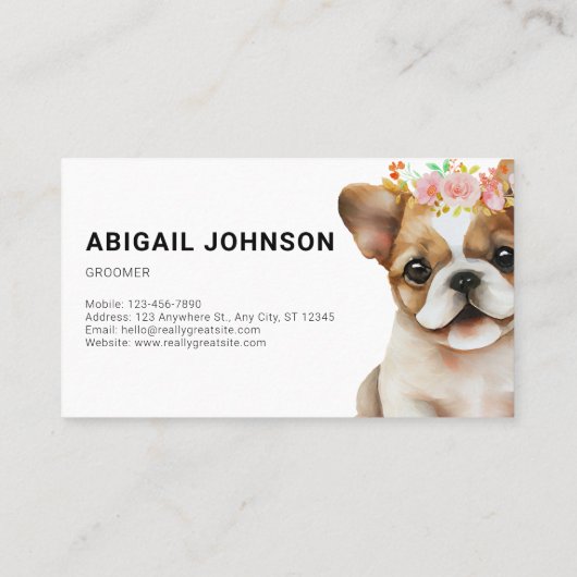 Schattige Franse Bulldog Grooming Service Visitekaartje (Achterkant)