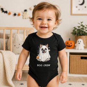 Schattige Franse Bulldog Halloween Geest Boo Crew Romper