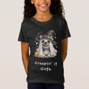 Schattige Franse Bulldog Halloween Heks Kruipt T-shirt