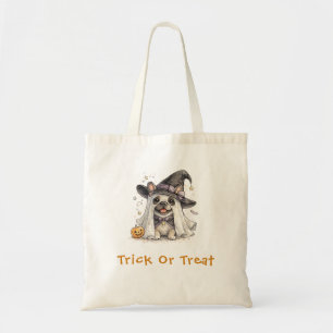 Schattige Franse Bulldog Halloween Heks Trick Trea Tote Bag