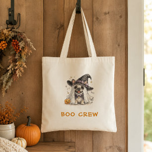 Schattige Franse Bulldog Halloween Heksen Boo Crew Tote Bag