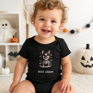 Schattige Franse Bulldog Halloween Skelet Boo Crew Romper