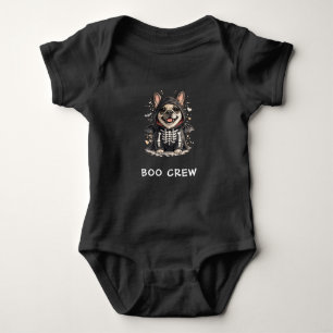 Schattige Franse Bulldog Halloween Skelet Boo Crew Romper