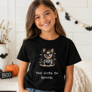 Schattige Franse Bulldog Halloween Skelet T-shirt