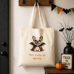 Schattige Franse Bulldog Halloween Vampier Vleermu Tote Bag