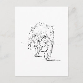 Schattige Franse Bulldog, Hond Illustratie Briefkaart