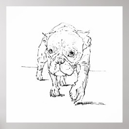 Schattige Franse Bulldog, Hond Illustratie Poster