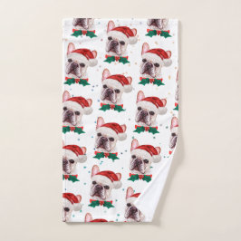Schattige Franse Bulldog Hond Kerst Patroon Handdoek