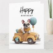 Schattige Franse bulldog in vintage auto  Kaart (Voorkant)