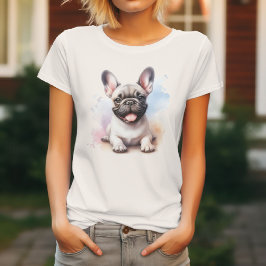 Schattige Franse Bulldog in Waterverf T-shirt