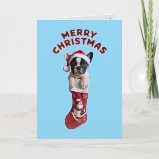 Schattige Franse Bulldog Kerst Kaart (Voorkant)