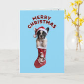 Schattige Franse Bulldog Kerst Kaart (Gele Bloem)