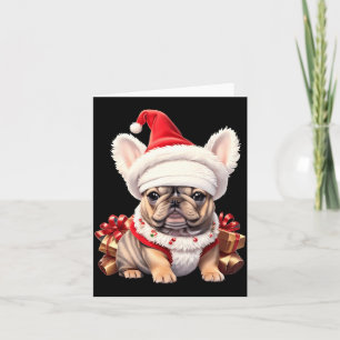 Schattige Franse Bulldog Kerstman Hoed Zalig Kerst Kaart