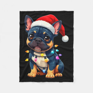 Schattige Franse Bulldog Kerstman Kersthuisdier Ho Fleece Deken