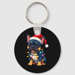 Schattige Franse Bulldog Kerstman Kersthuisdier Ho Sleutelhanger